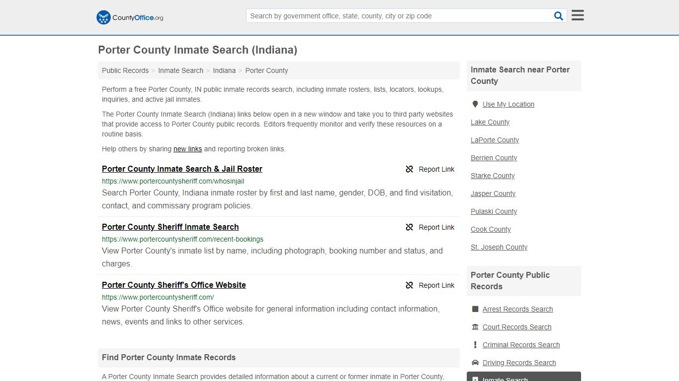 Inmate Search - Porter County, IN (Inmate Rosters & Locators)
